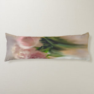 Dreamy Pink Peonies in White Vase Body Pillow