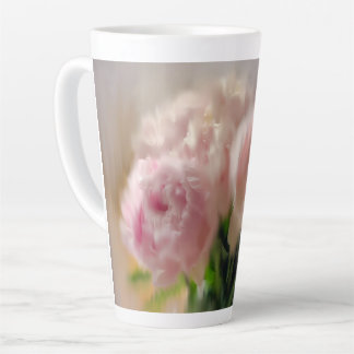 Dreamy Pink Peonies in White Vase Latte Mug