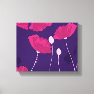 Dreamy Pink Poppy Floral Pattern Canvas Print