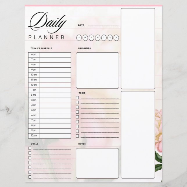 Dreamy pink rose daily planner (Front)