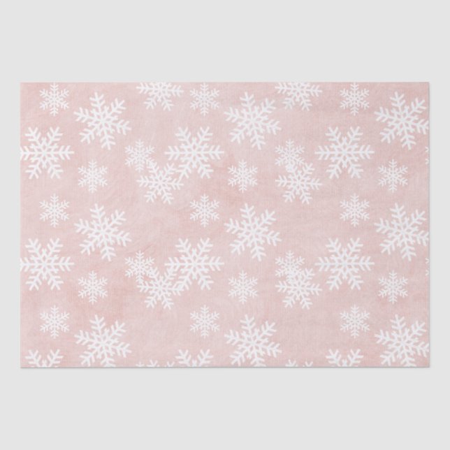 Dreamy Pink Snowflake Pattern Holiday Christmas  Tissue Paper (Front)