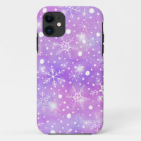 Dreamy Pink Snowflakes and Stars Christmas
