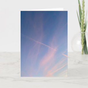 Dreamy Pink Sunset Sky Contrail Photography Card