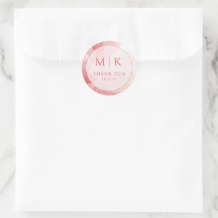 Dreamy Pink Watercolor Thank You Classic Round Sticker