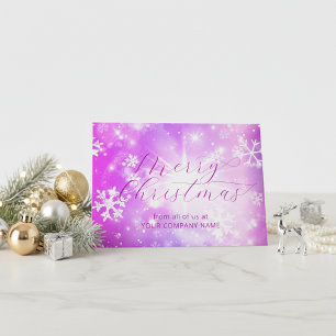 Dreamy Pink Winter Wonderland Business Christmas Card