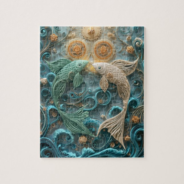 Dreamy Pisces Fish - Paper Quilling Jigsaw Puzzle (Vertical)