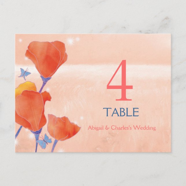 Dreamy Poppy Field Wedding Table Number Postcard (Front)