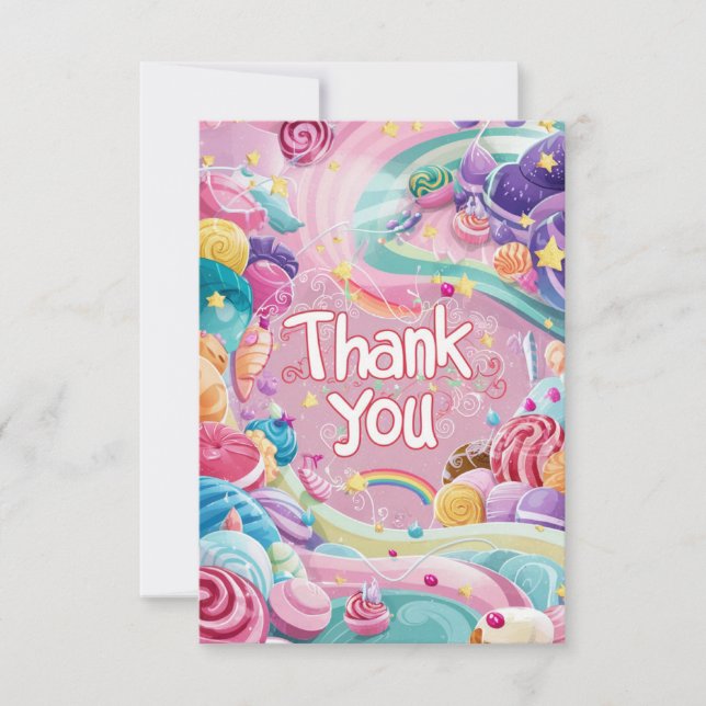 Dreamy Pretty Candyland thank you card  (Front)