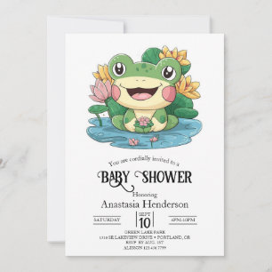 Dreamy Pretty Frog Baby Shower Invitation