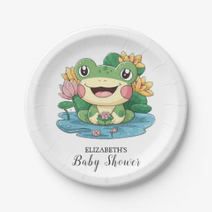 Dreamy Pretty Frog Baby Shower Paper Plate