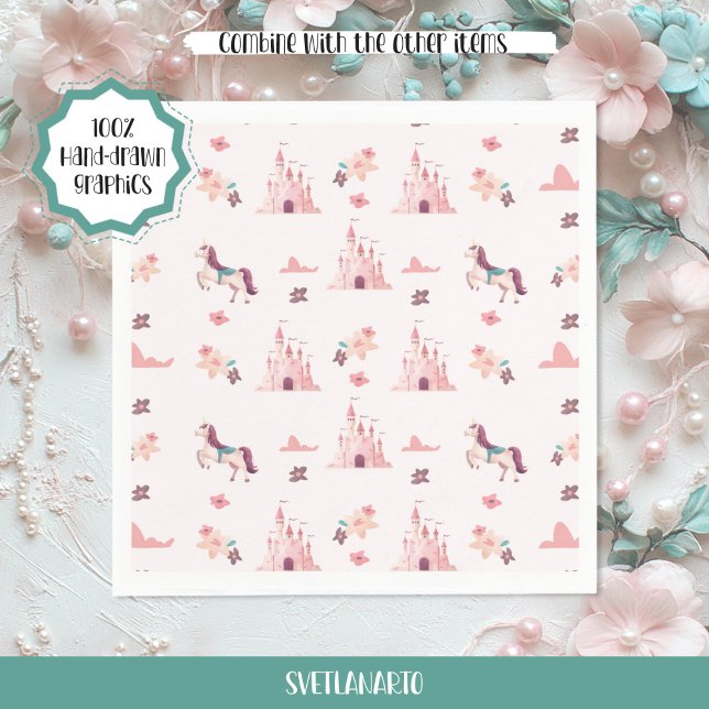 Dreamy Princess Castle Paper Napkin (Frontal view)
