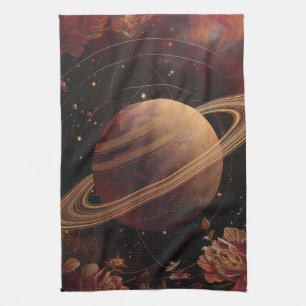 Dreamy Purple Cosmos Crystal Planet Kitchen Towel