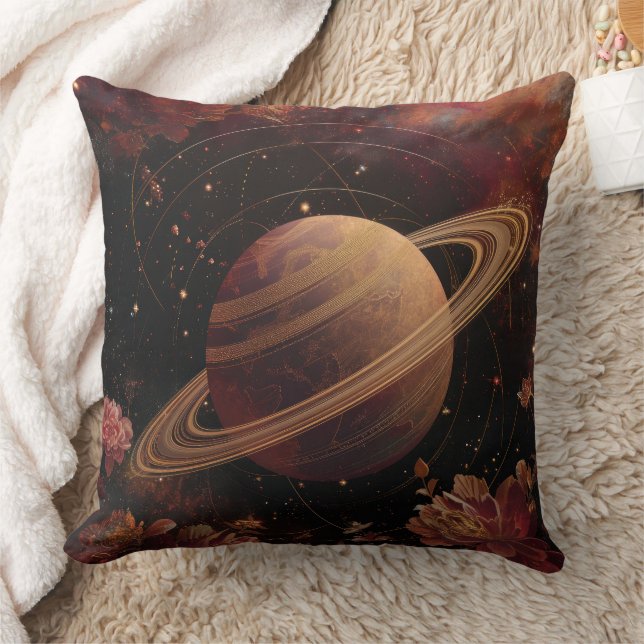 Dreamy Purple Cosmos Crystal Planet Throw Pillow (Blanket)
