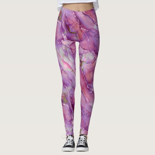Dreamy Purple Marble Leggings (Front)