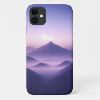 Dreamy Purple Mountains Foggy Sunset - Serene Mini