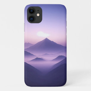 Dreamy Purple Mountains Foggy Sunset - Serene Mini iPhone 11 Case