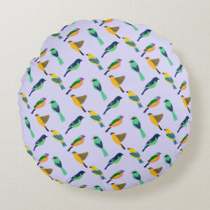 Dreamy Purple Sky Colourful Bird  Round Pillow
