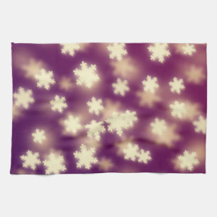 Dreamy Purple Snowflake Bokeh Lights Kitchen Towel