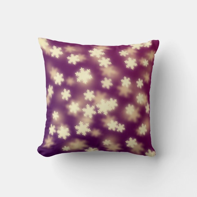 Dreamy Purple Snowflake Bokeh Lights Throw Pillow (Front)