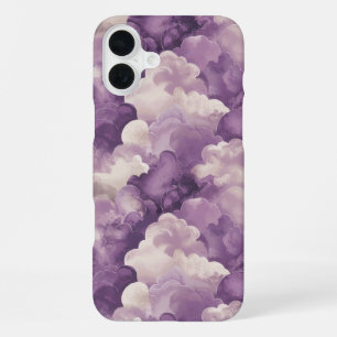 Dreamy Purple Watercolor Clouds iPhone 16 Plus Case