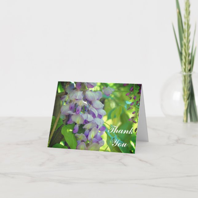 Dreamy Purple Wisteria Flower Thank You Card (Front)