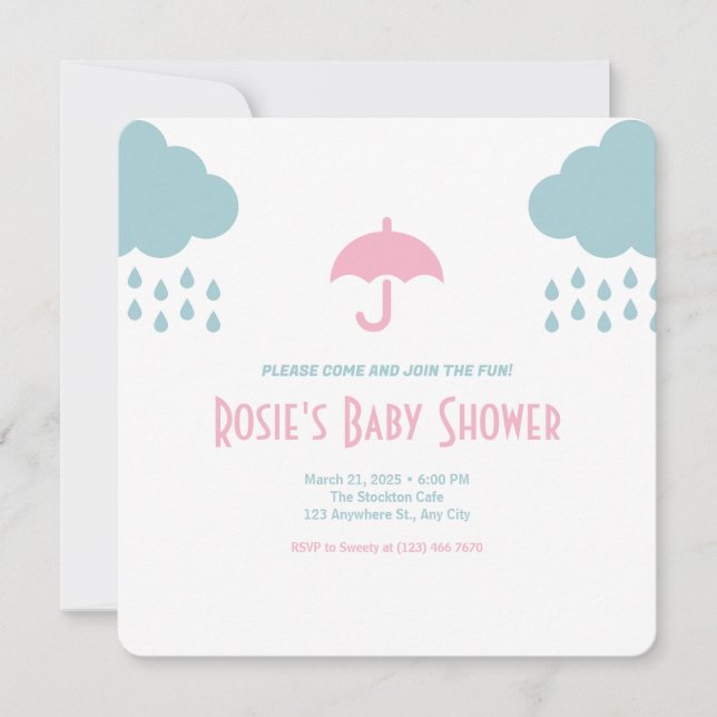 Dreamy Rain Pastels : Best Baby shower Invitation (Devant)