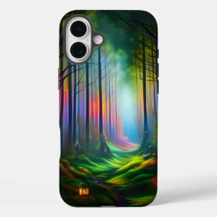 Dreamy Rainbow Coloured Forest Trail Digital AI Ar iPhone 16 Plus Case