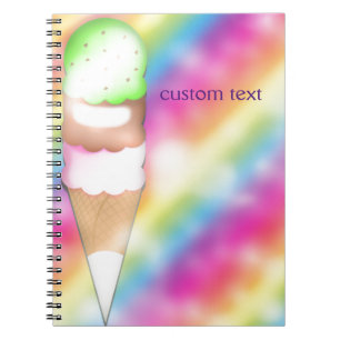 Dreamy Rainbow Ice Cream Scoop Notebook Journal