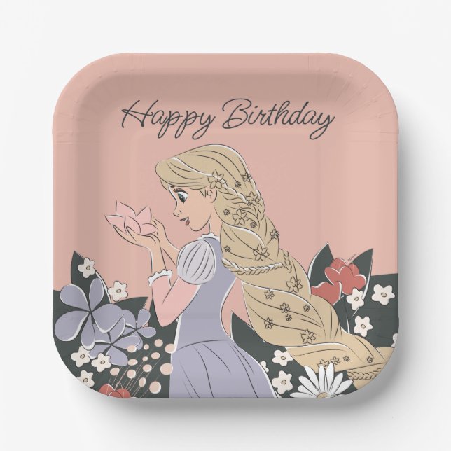 Dreamy Rapunzel in Bloom Paper Plate (Front)