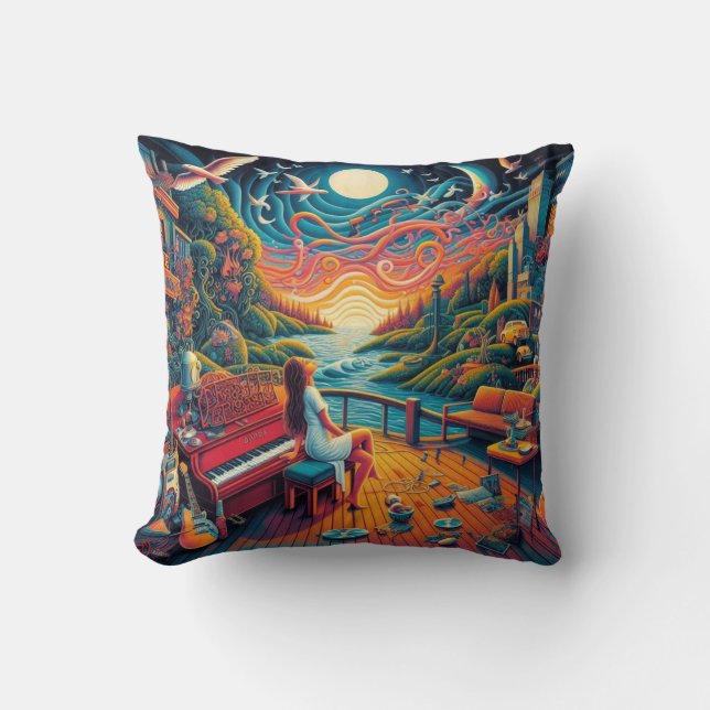 Dreamy Riverfront Harmony Throw Pillow (Front)