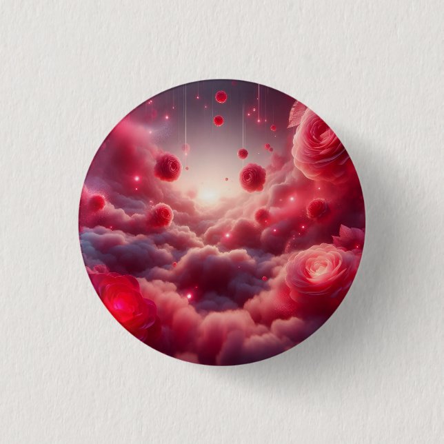 Dreamy Romantic Fantasy Roses Love 1 Inch Round Button (Front)