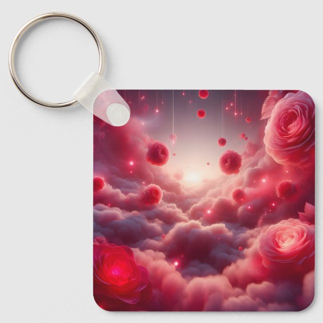 Dreamy Romantic Fantasy Roses Love Keychain (Front)