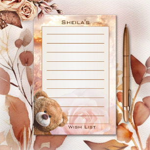 Dreamy Romantic Wish List Bear Post-it Notes