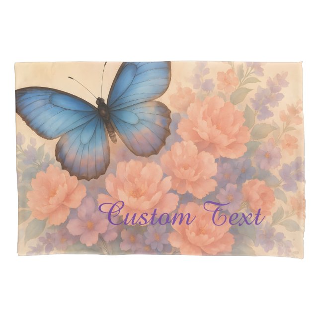 Dreamy Rose Elegant Butterfly Art Cushion Floral Pillowcase (Front)