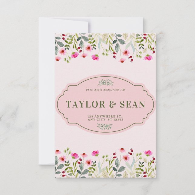 Dreamy rose Floral Faire-part de mariage (Devant)