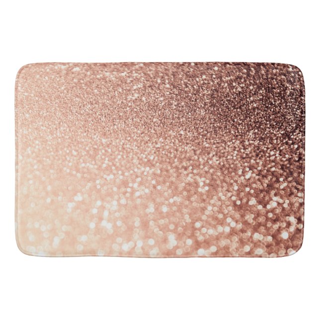 Dreamy Rose Gold Glitter - Peach Glittereffect Bath Mat (Front)
