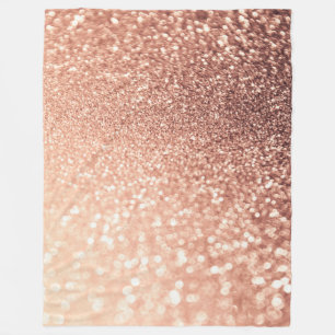 Dreamy Rose Gold Glitter - Peach Glittereffect Fleece Blanket