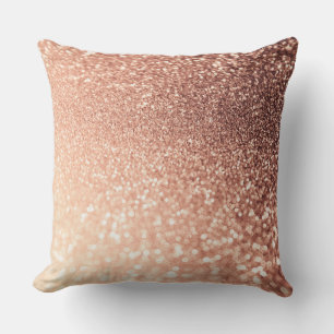 Dreamy Rose Gold Glitter - Peach Glittereffect Throw Pillow