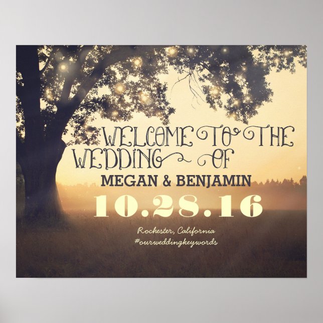 Dreamy Rustic Tree Lights Affiche de bienvenue Mar (Devant)