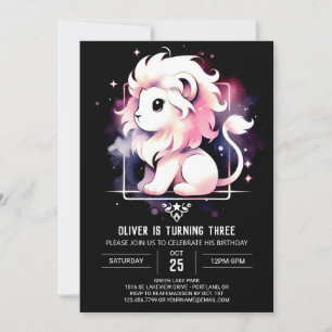Dreamy Safari Lion Birthday Invitation