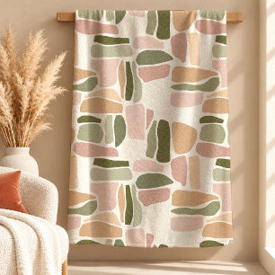 Dreamy Sage Rust Rainbow Shapes Blanket Decor Art