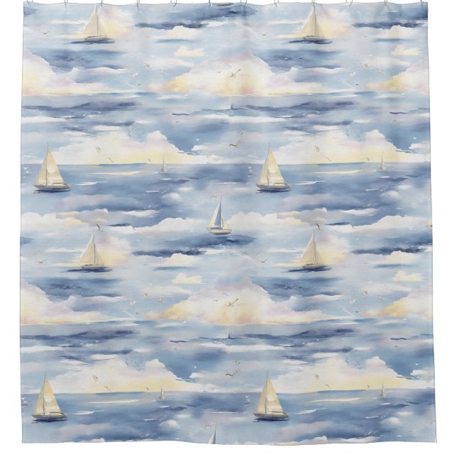 Dreamy Sailboats Ocean Watercolor Pattern (1) (Front)