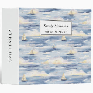 Dreamy Sailboats Ocean Watercolor Pattern (1) Binder
