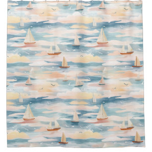 Dreamy Sailboats Ocean Watercolor Pattern (3)