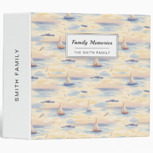 Dreamy Sailboats Ocean Watercolor Pattern (3) Binder