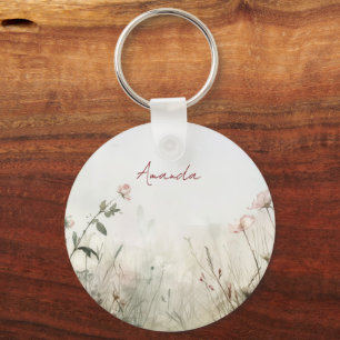 Dreamy Scene of Spring Flowers Keychain
