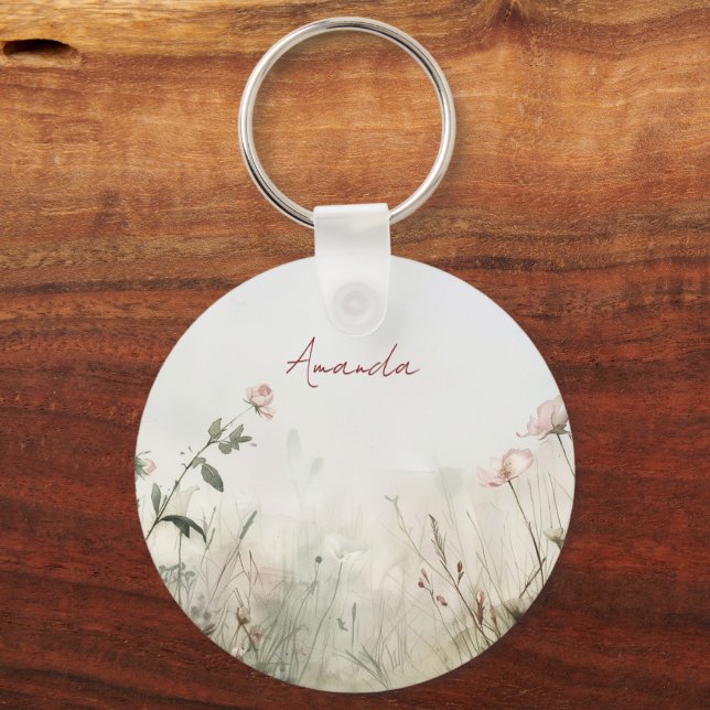 Dreamy Scene of Spring  Flowers Keychain (Front)