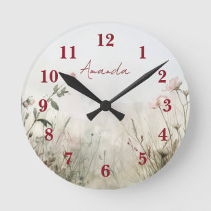 Dreamy Scene of Spring  Flowers Round Clock