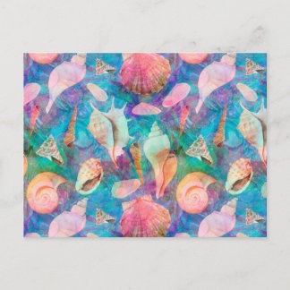 DREAMY SEASHELLS BLUE POSTCARD
