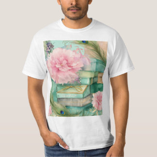 Dreamy Shabby Chic Pastel Gift Box & Peacock Feat T-Shirt